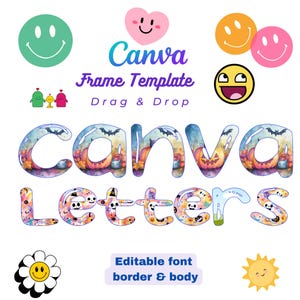 Peut inclure: Modèle de cadre Canva Glisser-déposer Lettres Canva Police modifiable Bordure et corps