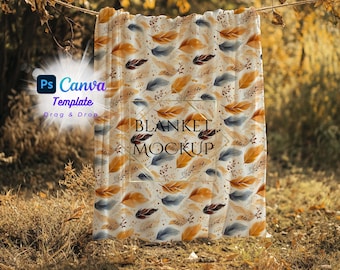 Velveteen Blanket Mockup, Backyard Garden Scene Canva PNG PSD Smart Object template Plush Minky Sherpa Fleece Kid Teen Girl woman Throw
