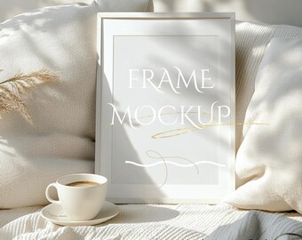 5x7 frame Canva PSD mockup template, poster wall art photo painting artwork print realistic aesthetic modern