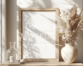 5x7 frame Canva PSD mockup template, poster wall art photo painting artwork print realistic aesthetic modern