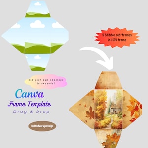 Modelo de moldura de envelope Canva, arrastar e soltar lixo para impressão, coisas efêmeras PNG, faça você mesmo seu próprio envelope para suporte de cartão de presente de scrapbook