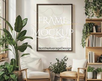 3x4 frame Canva PSD mockup template, vintage rustic scene poster wall art photo painting artwork print realistic aesthetic modern
