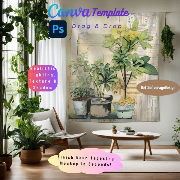 Tapestry Mockup Canva PNG PSD, 88X104 printify indoor wall tapestries Ready to use template, Buy5get50%off bundle sale