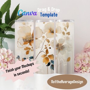 Tumbler Canva Mockup Template, Reflecting effect 20oz Tumbler Bottle Sublimation wrap Digital Buy 5 get 50% off Bundle Sale