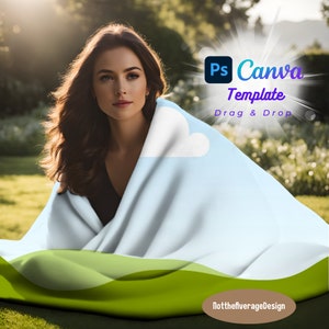 Blanket Throw Mockup Canva PNG PSD Smart Objecttemplate Velveteen Plush Minky Sherpa Fleece Kid Teen Girl woman