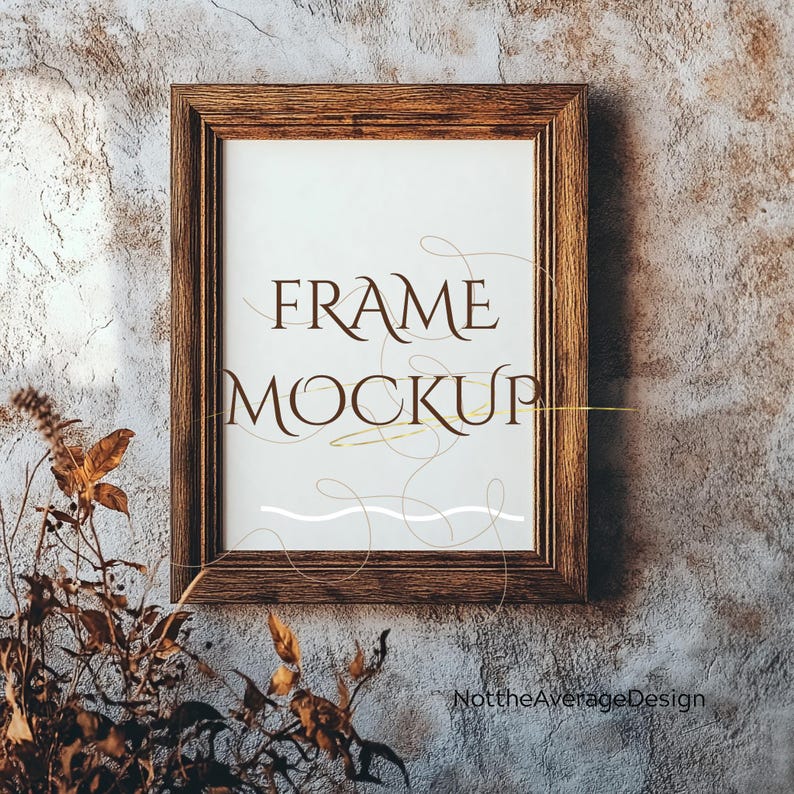 3x4 Frame Canva PSD Mockup Template, Vintage Rustic Scene Poster Wall