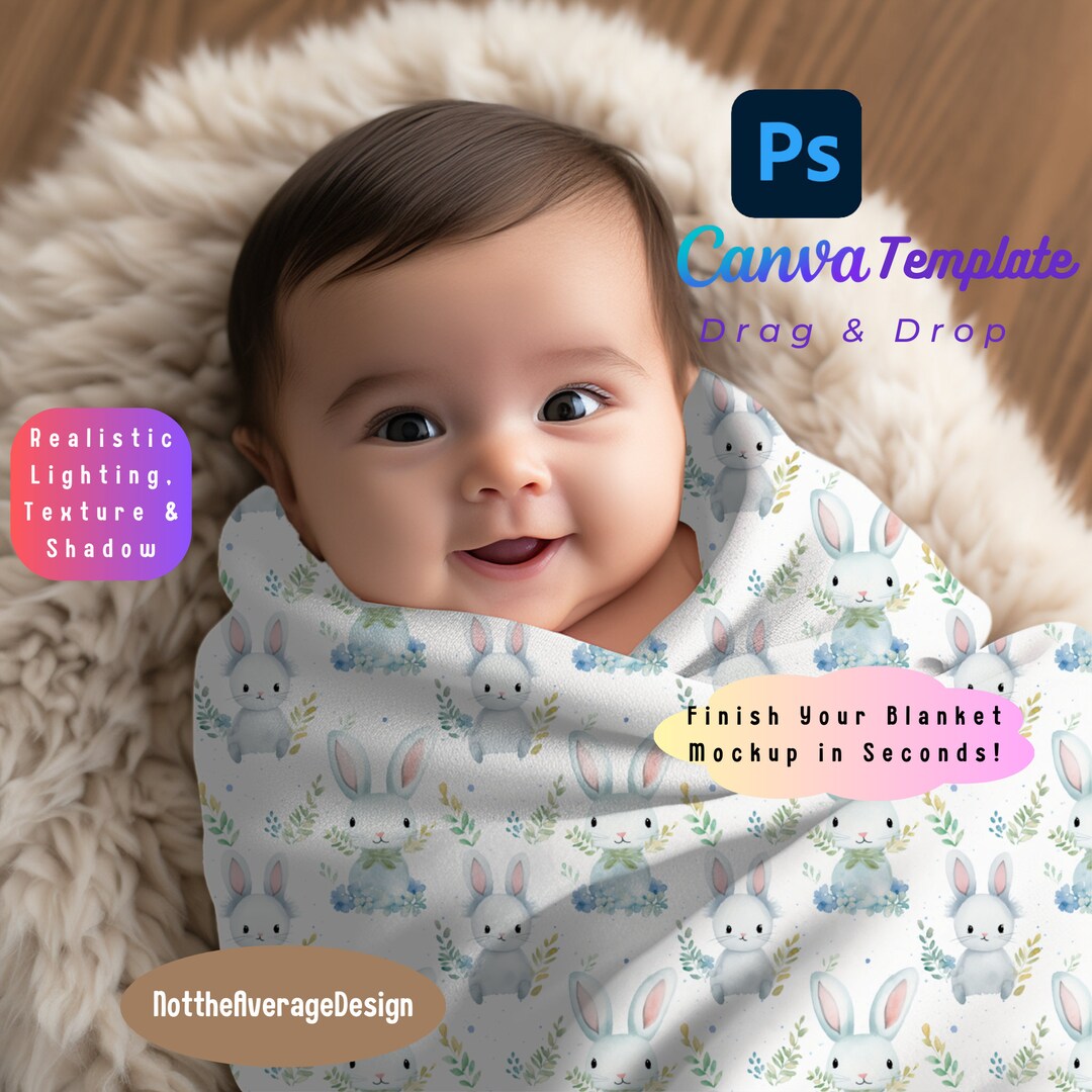 Baby Blanket Mockup Canva PNG PSD Buy5get50off Bundle Ready Etsy