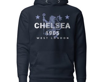 Bluza z kapturem Chelsea w stylu vintage: odzież uliczna dla kibiców Chelsea Soccer