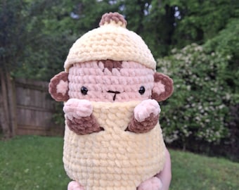 Crochet Monkey in Banana Costume | Plush Stuffed Animal