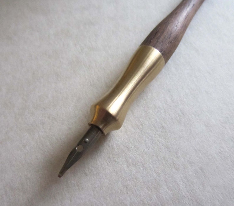 Brass and walnut dip pen hand made dip pen calligraphy pen Etsy