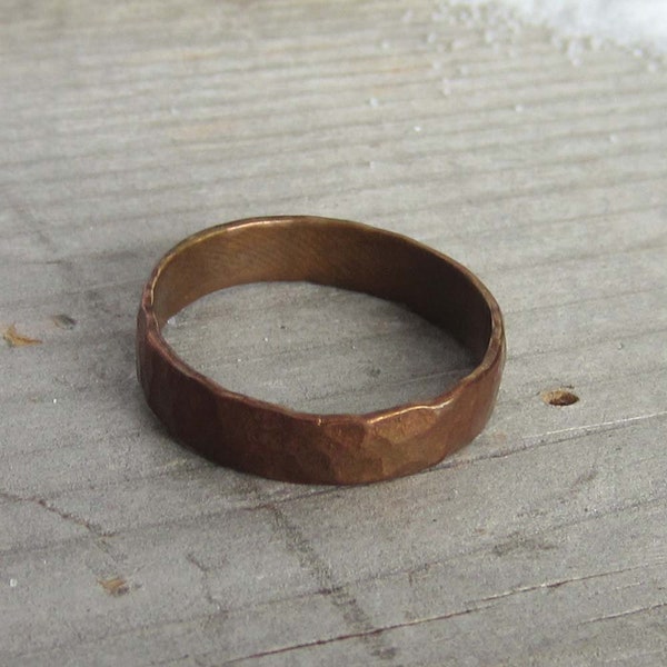 Natural copper ring - Hammered copper ring tarnished copper men's ring women's ring - copper band - patina jewelry, distressed, unisex