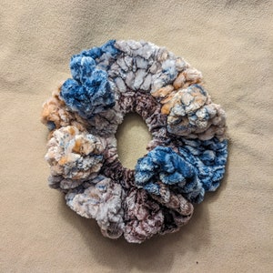 Crochet Chenille Hair Scrunchies, Crochet Hair Ties, Handmade crochet hair scrunchies, chenille crochet ponytail scrunchies, chenille bows