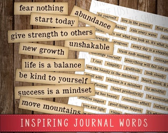 Inspirational quotes, junk journal supplies, Phrases, Digital Words, Embellishments, Words, Collage, Motivational Stickers