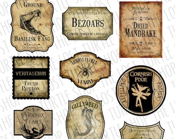 Potion Bottle Labels: Wizard Party Apothecary Jar Decorations (Printable)