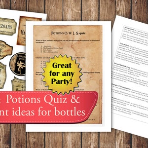 Realistic Handmade Labels, Potion Bottle Labels, Wizard Party ...