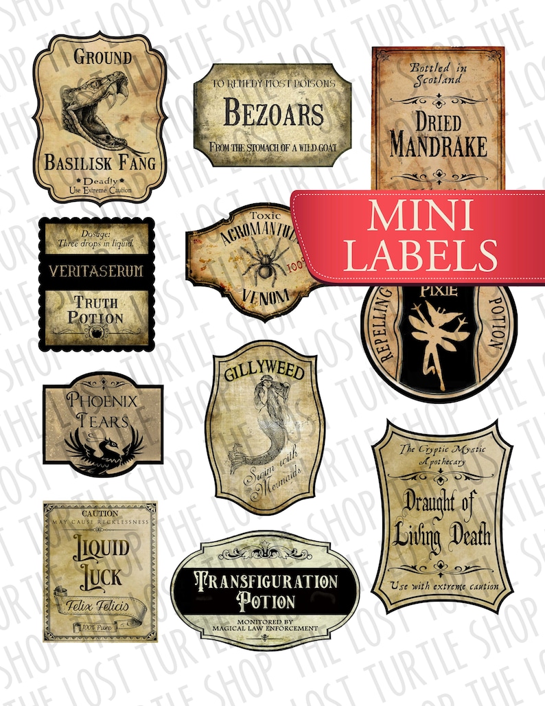 Mini Potion Bottle Labels Doll House Realistic Handmade - Etsy