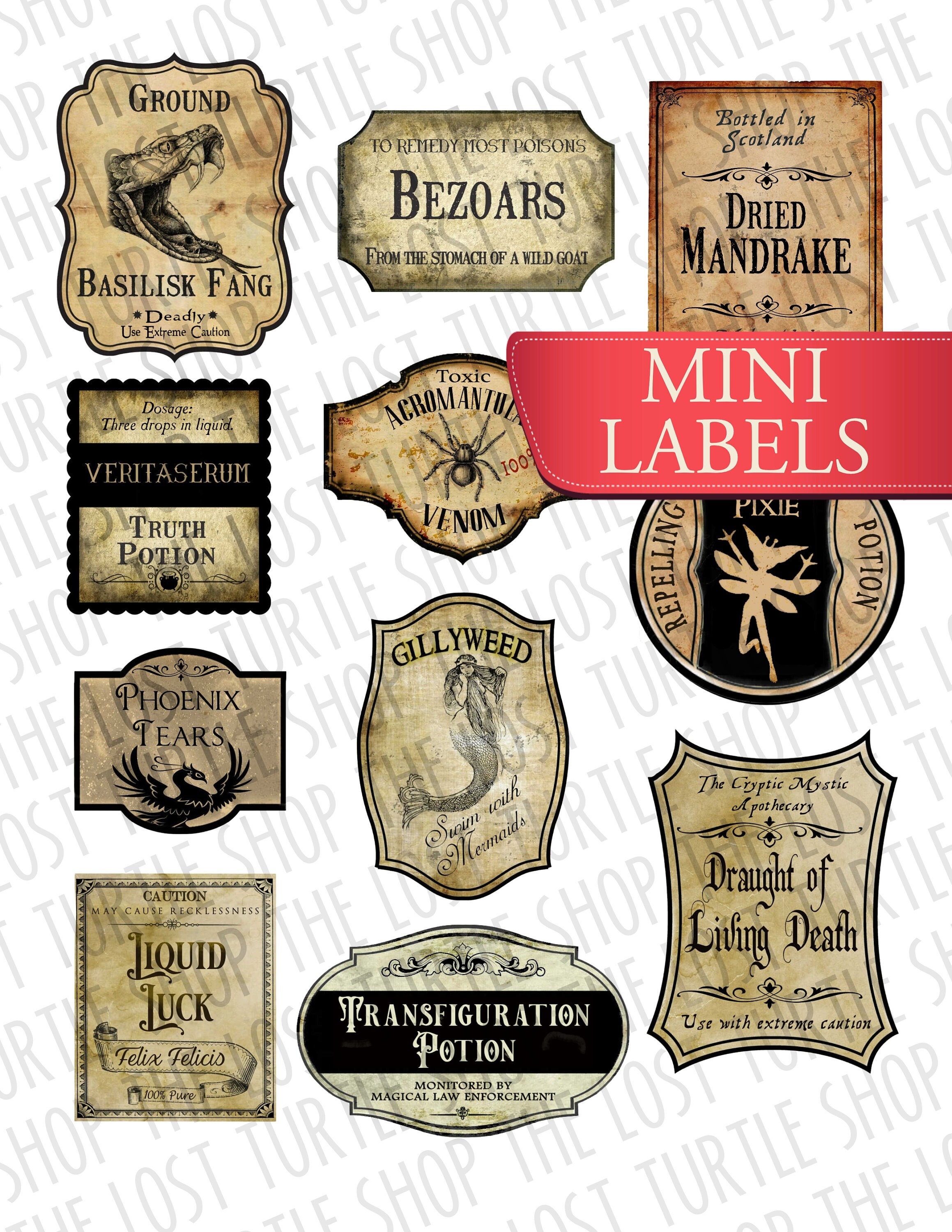 Mini Potion Bottle Labels, Doll House, Realistic Handmade Labels,wizard  Party Decoration, Apothecary Jar, Printabe, Potion Tags, Stickers (Instant  Download) - E…