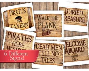 Printable Pirate Party Sign, Pirate Party Posters,  Instant Download, Boy Birthday Decor, Pirate Party Decoration