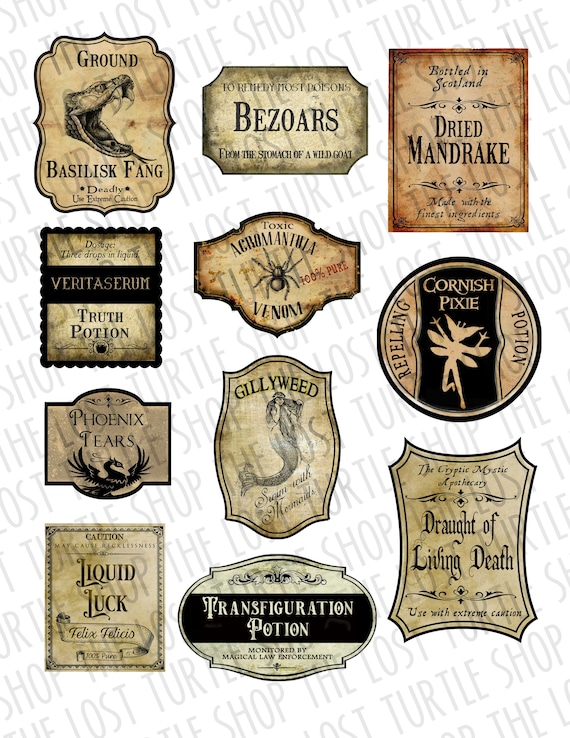Realistic Handmade Labels Potion Bottle Labels Wizard Party - Etsy