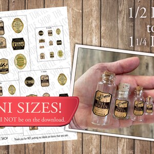 Mini Potion Bottle Labels, Doll House, Realistic Handmade Labels,wizard ...