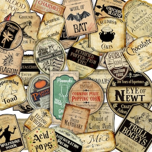 Ultimate Wizard Label Bundle, 63 different labels, Wizard Party, Potion Lables, Apothecary Jars, Potion Bottles, Instant download, Stickers
