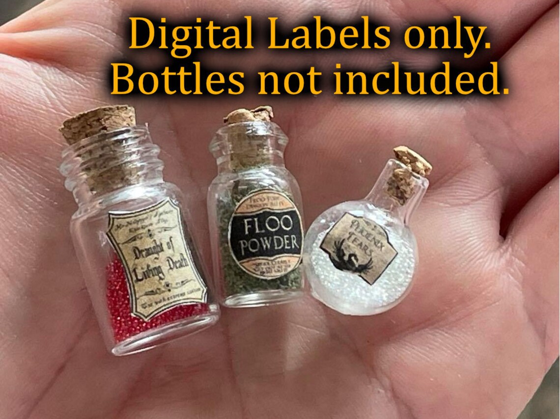 Mini Potion Bottle Labels Doll House Realistic Handmade | Etsy