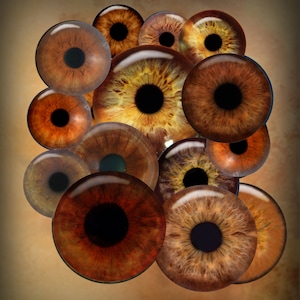 Printable Eyes Realistic Irises, Brown Eyes, Brown Irises, Hazel, Doll eyes, Teddy Bear, Bottle Caps Pendants Paper Crafts Digital Collage