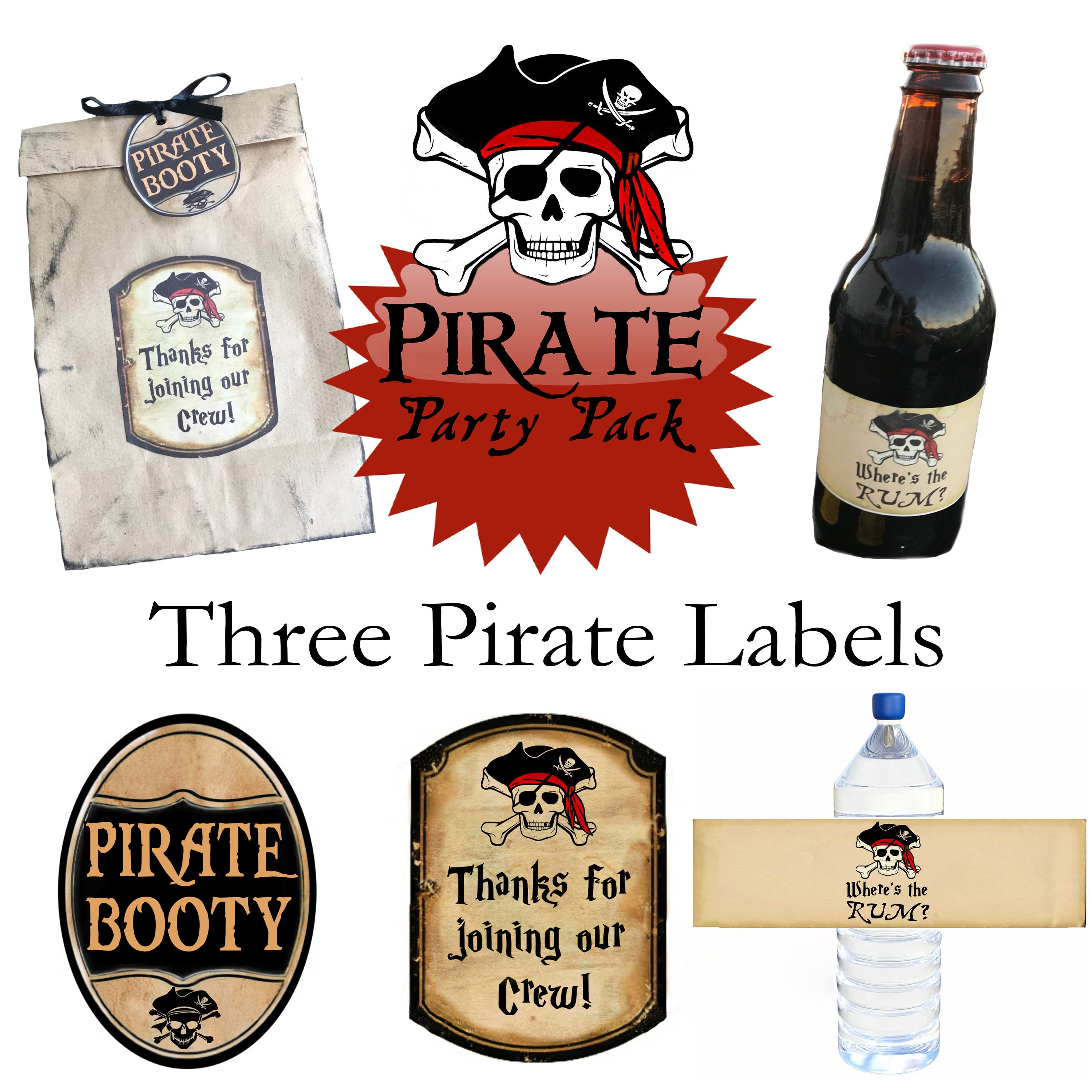 Pirate Party Labels: Booty, Crew, Rum (digital Download) - Etsy