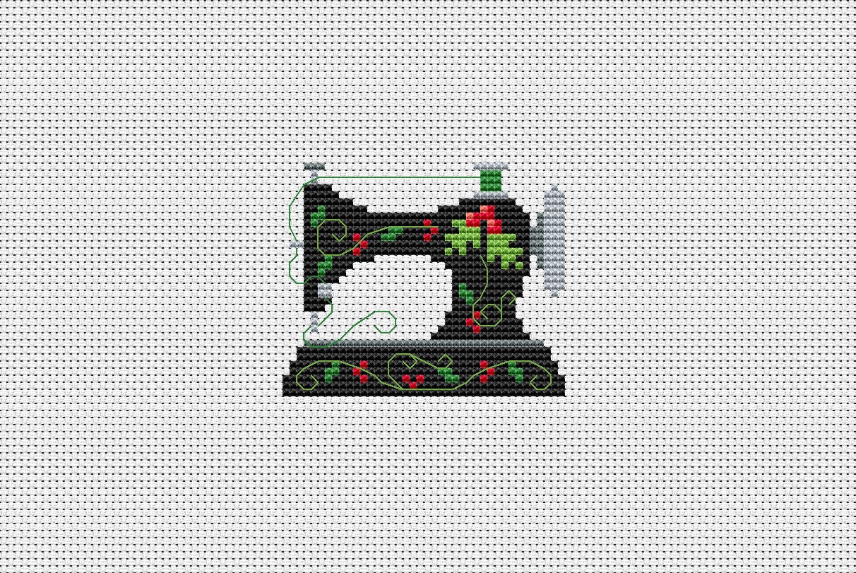 Sewing Machine Cross Stitch Pattern Floral Cross Stitch Etsy