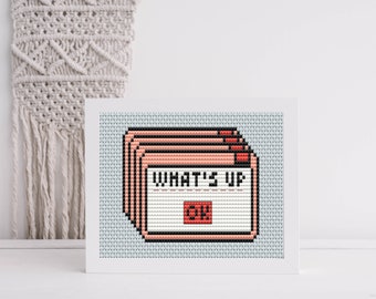 What's Up Error Box Stitch Pattern, Quote Cross Stitch, Computer Embroidery, Beginner Embroidery, Home Decor, Cross Stitch PDF