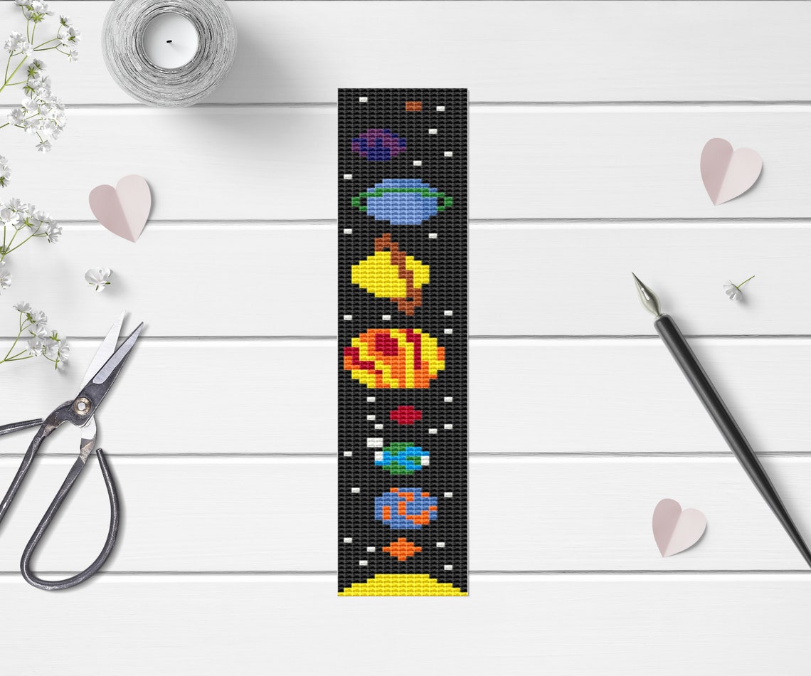 Solar System Bookmark Cross Stitch Pattern Gift for Book | Etsy
