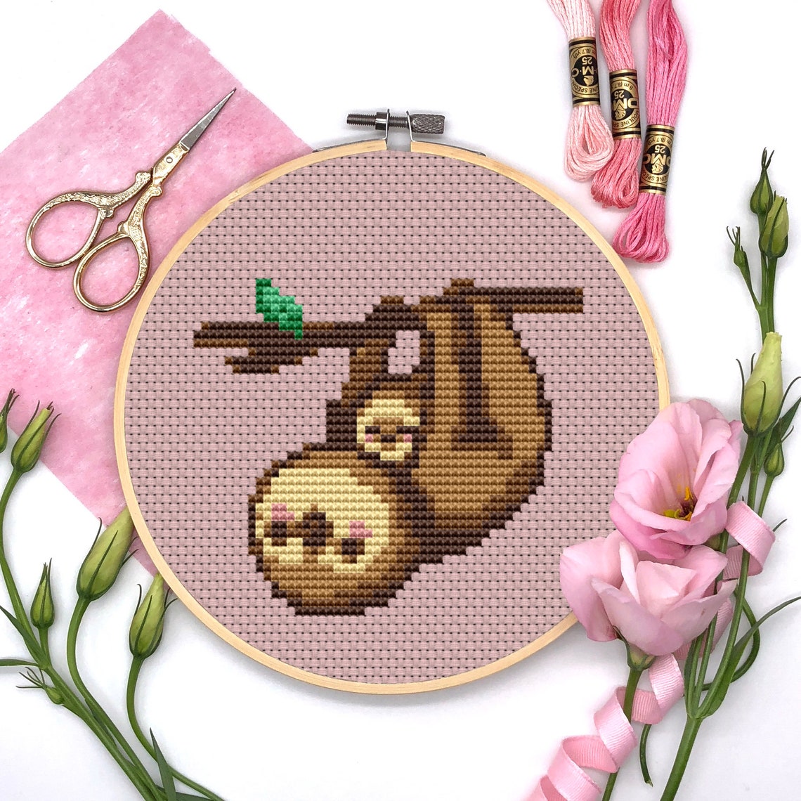 Sloth Cross Stitch Pattern Nursery Cross Stitch Sloth DIY | Etsy