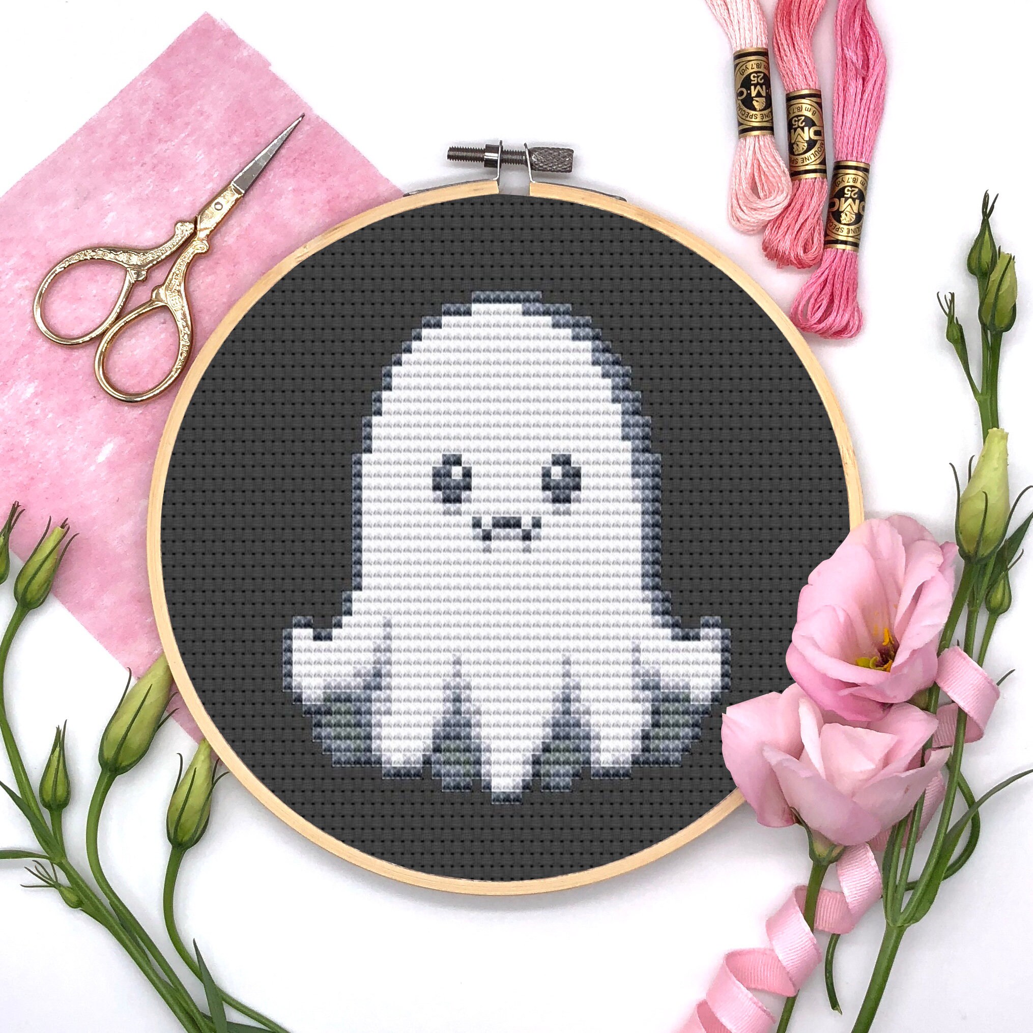 Ghost Cross Stitch Pattern Halloween Decor Halloween Gift Etsy