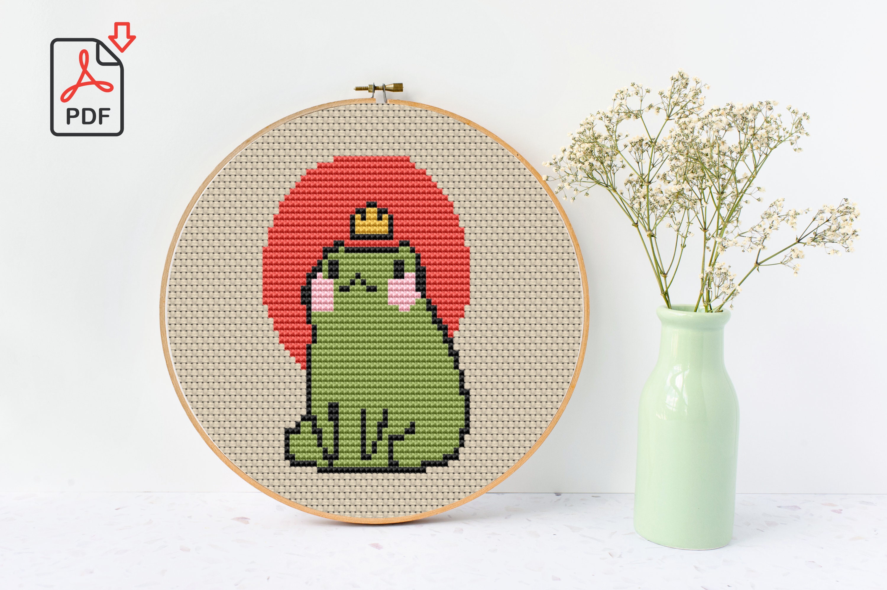 Prince Frog Cross Stitch Pattern Beginner Embroidery Etsy