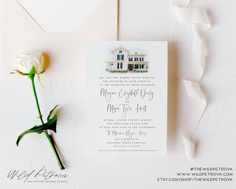 Watercolor Wedding Venue Invitation and Graphic Watercolor image 1