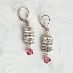 Rhyolite Garnet Teardrop Earrings: Thai Silver & Sterling Silver