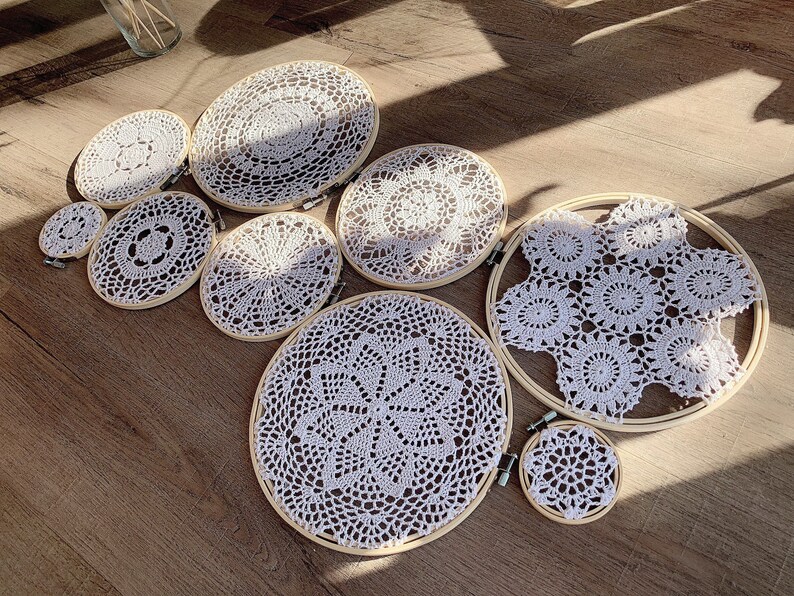 9pc weaved doilies wall baskets bamboo rings dream catchers Etsy