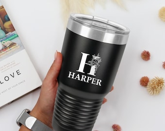 Personalized Laser Engraved Stainless Steel Tumbler, Custom Name Travel Mug (20oz/30oz/32oz)