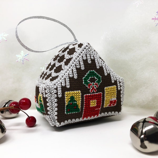 Cross Stitch Kit [PDF ONLY] - 3D Gingerbread House Ornament