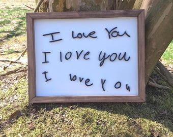 I Love You Handwriting Sign, Custom Handwriting Sign, Personalized Wood Sign, Memorial Handwriting Gift, I Love You Keepsake, Wedding Gift