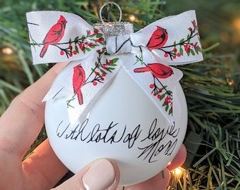 Personalized Handwriting Ornament, Memorial Handwriting Ornament, Handwriting Keepsake, Memorial Gifts Cardinal, In Memory Ornaments