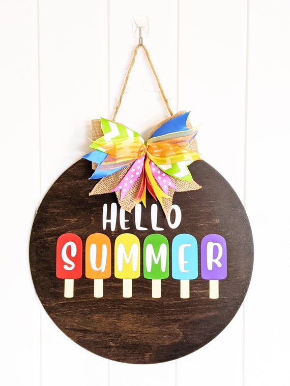 Hello Summer Popsicle Door Hanger, Hello Summer Popsicle Sign, Summer Door Hanger, Welcome Summer sign, Summer Front Door Decor