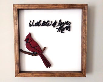 Personalized Handwriting Sign, Custom Memorial Handwriting Gift, In Memory of Gifts, Handwriting Keepsake, Cardinal Memorial Gift
