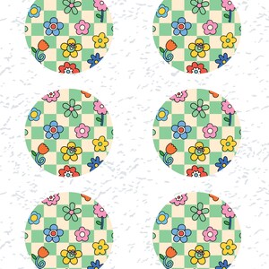 LISTO PARA IMPRIMIR - Impresiones de posavasos de autos retro - Transferencia de sublimación impresa - Página impresa de 8.5 x 11 - 6 por página - NO DIGITAL Green Checkerboard