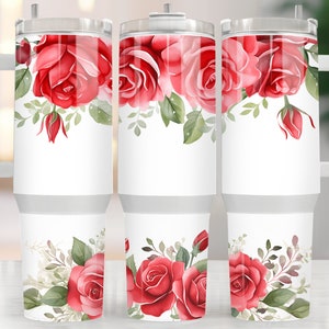 NOT Digital - PRINTED 40 Ounce Red Rose Sublimation Tumbler Print- 40 Oz tumbler PRINTED Transfer -