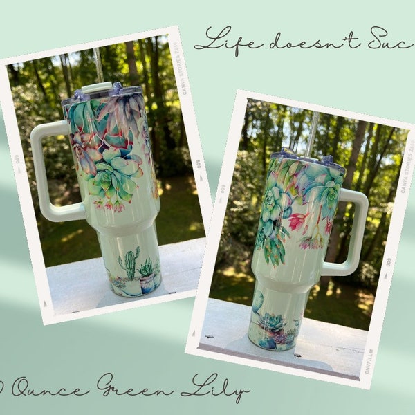 40 Ounce Succulents Sublimation PRINT - NOT Digital - 40 ounce tumbler PRINTED Transfer