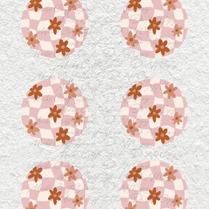 LISTO PARA IMPRIMIR - Impresiones de posavasos de autos retro - Transferencia de sublimación impresa - Página impresa de 8.5 x 11 - 6 por página - NO DIGITAL Flower Checkerboard
