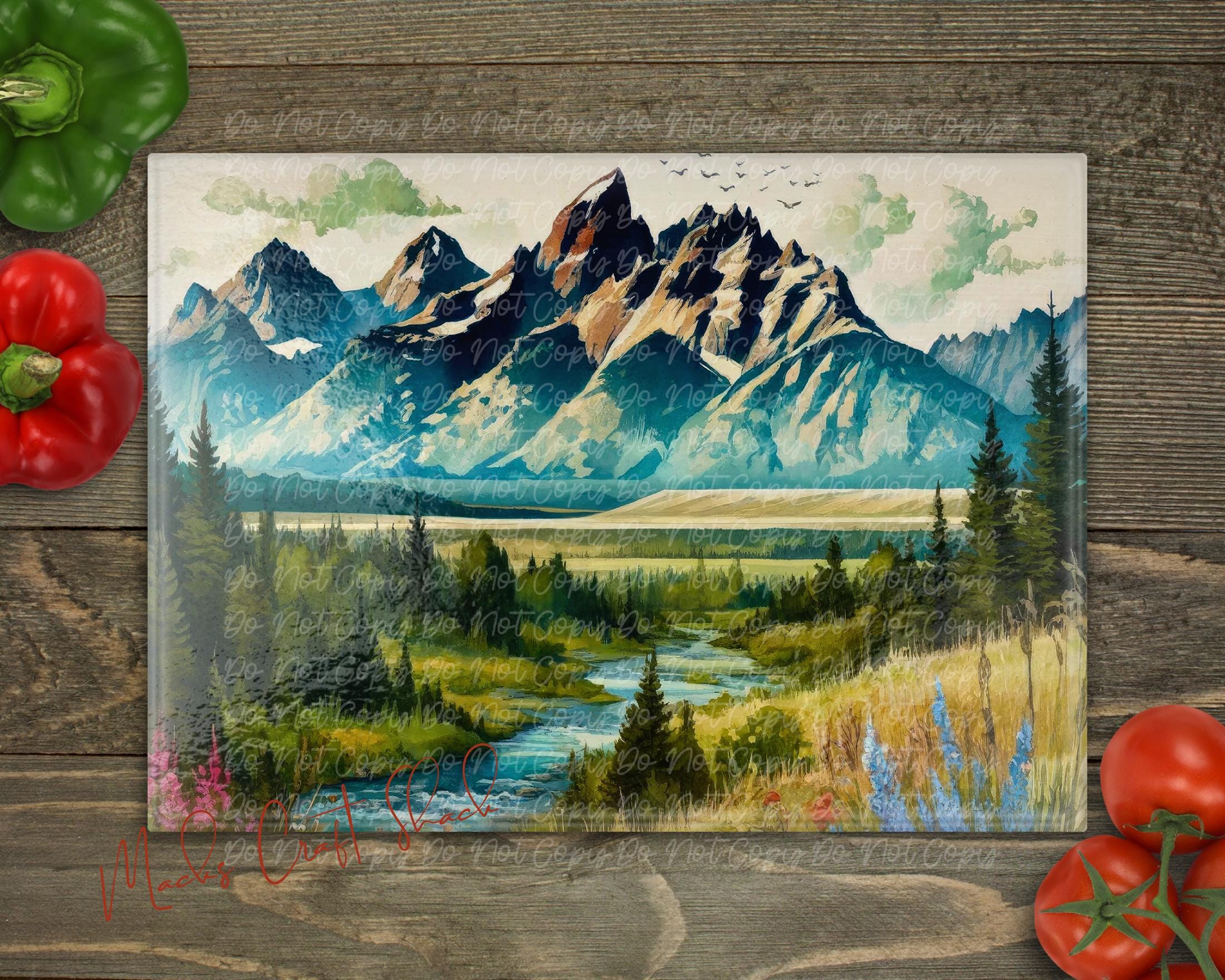 READY To PRESS - Mountain River Cutting Board Design - Sublimation Print - NoT DiGITAL - NoT UVDTF