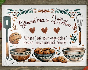 READY To PRESS - Grandma&#39;s Kitchen - Customizeable - Cutting Board Design - Sublimation Print - NoT DiGITAL - NoT DTF