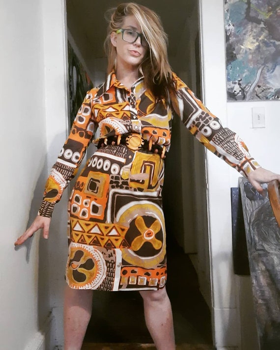 Rare 1960's retro atomic print shirtdress